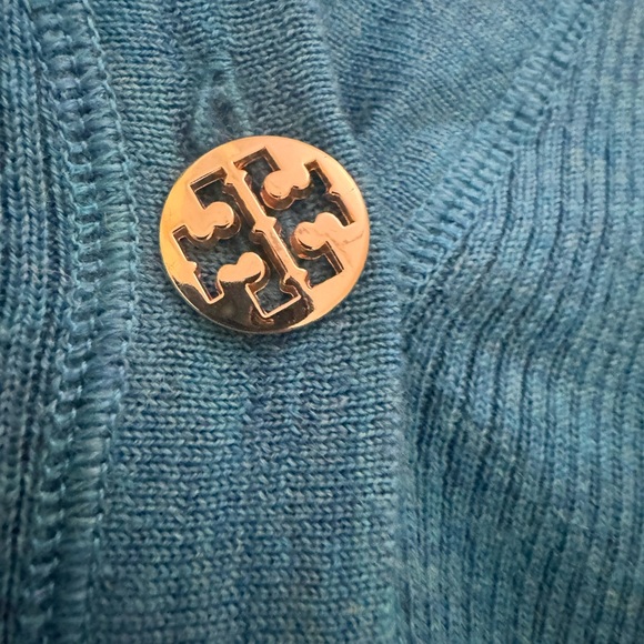 Tory Burch Teal Ribbed Cardigan - Picture 10 of 13